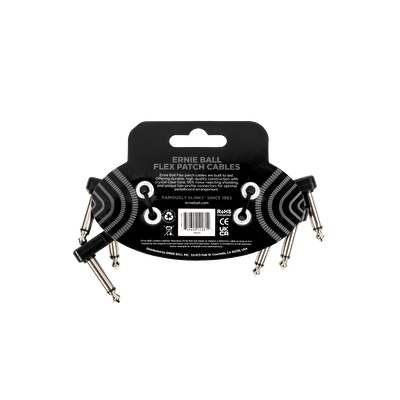 ERNIE BALL P06443 Flex Patch 3in- Cable -Black 3 Pack